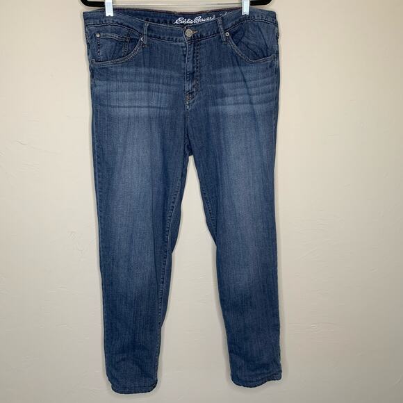 Eddie Bauer Flannel Lined Jeans Relaxed Boyfriend Sz 16 - Picture 2 of 7